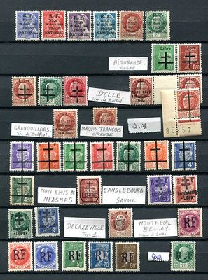 plusieurs types de timbres différents sur un fond noir