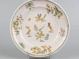 an image of a plate with birds and flowers on it