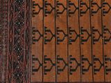 an image of a brown and black rug with a pattern on it