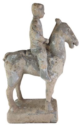statue of a man riding a horse on a white background