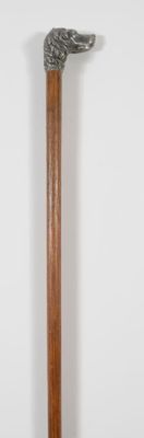 Canne décorative à fût en jonc, le pommeau en métal argenté figurant u - Photo 1