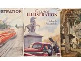 trois livres sur un fond blanc, avec une voiture rouge et un homme dans cette voiture rouge
