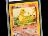 a close up of a pokemon card on a black background