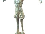 bronze statue of a woman holding her arms out in the air