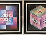 deux photos encadrées représentant un cube et un cube dans un cadre noir