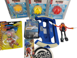 a collection of sonic the hedgers toys and accessories