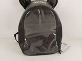 the back of a black backpack with ears sticking out of it