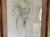 a picture of a drawing of a woman in a dress