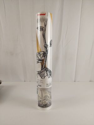 a glass vase with a drawing of a dragon on it
