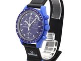 a close up of a wrist watch with a blue face