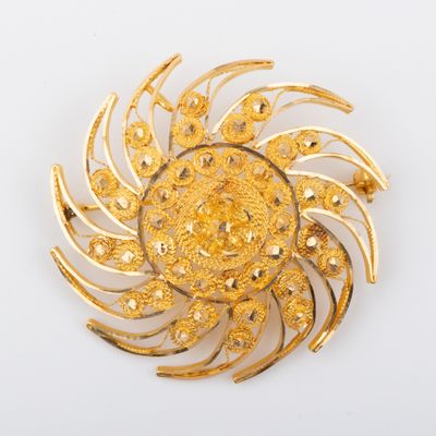Broche Rosace, or cordé et ajouré 18K, Travail d'Afrique du … - Photo 1