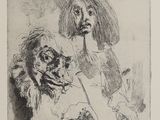 une image représentant un dessin d'un homme et d'un chien