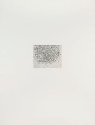 une image représentant un dessin en noir et blanc d'un carré au milieu d'un mur blanc