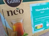 a box of tea that is sitting on a table