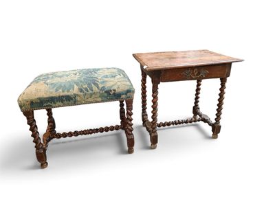 pair of early 20th century walnut stools with upholstered upholstered seat