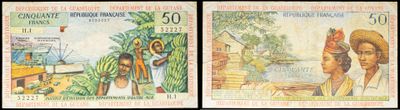 deux photos représentant deux billets sur lesquels figurent les portraits d'un homme et d'une femme