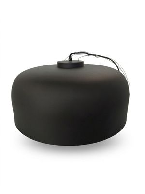 an image of a black lamp on a white surface with a cord