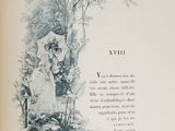 an old book with a picture of a woman sitting on a bench