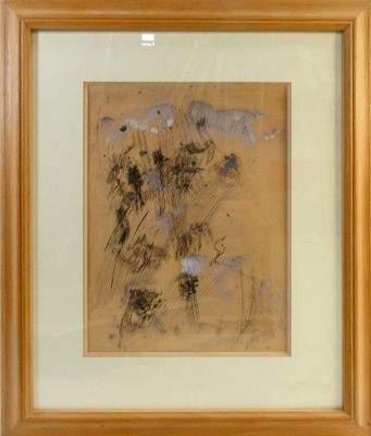 tableau représentant des fleurs, encadré dans un cadre en bois et accroché au mur