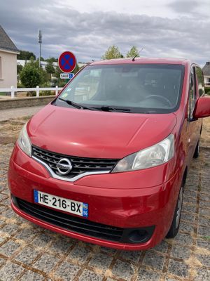a red car that is parked on the side of the road