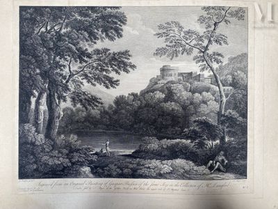 a drawing of a castle in the middle of a wooded area