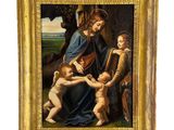 une image d'une peinture représentant une femme tenant un bébé et un enfant
