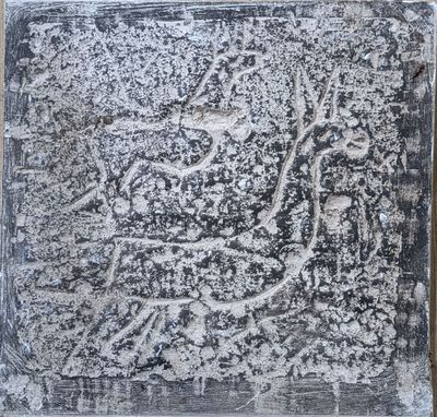 an image of a black and white photo of a painting