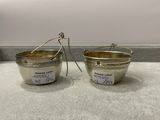 pair of antique silver plated salt and pepper shakers