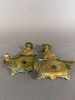 EXTREME-ORIENT - Paire en bougeoirs en bronze doré, à décor … (photo 3)