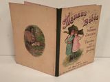 an old book with a picture of a girl and a pig