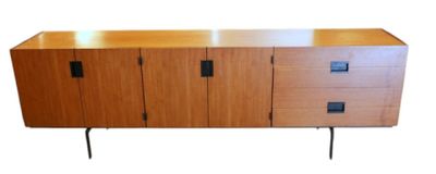 an image of a wooden sideboard with four drawers and two doors