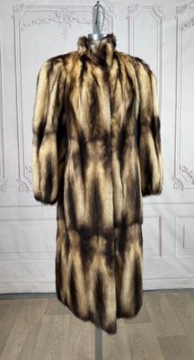 a close up of a fur coat on a mannequin stand