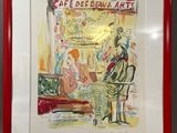 tableau représentant un homme et une femme assis à une table devant un café