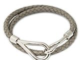 grey braid leather bracelet with a silver clasp