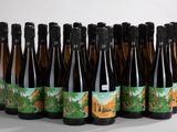 six bouteilles de bière sont alignées sur une surface blanche