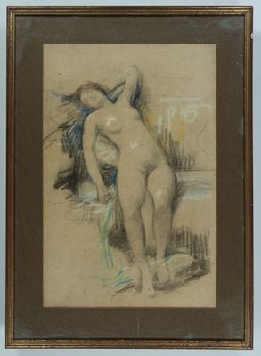 une image représentant le dessin d'une femme nue debout sur une plage