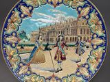 an image of a decorative plate with a picture of a palace