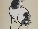 peinture à l'encre de Chine représentant un cheval sur fond blanc