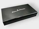 the box is black with a white logo on it