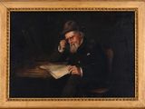 an image of a painting of a man sitting at a table