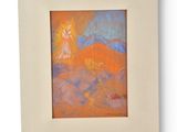 an image of a picture of a painting of a person in the sky