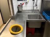 a small kitchen with a sink and a sink in it