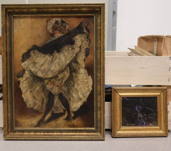 Huile sur toile « danseuse de French cancan » 29 x 21 ; petit pan...