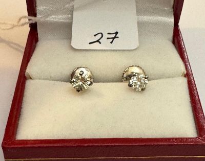 Paire de Pendants d'oreilles en or jaune - rehaussés de moti…