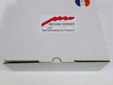 an open box with a sticker on it sitting on a table