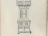 an old book with a drawing of a chair on top of it