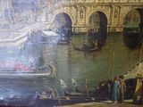 un tableau représentant un homme debout sur un bateau au milieu de l'eau