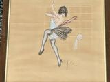 painting of a ballerina in a tutu and stockings hangs on a wall