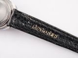 an image of a longines watch on a black leather strap