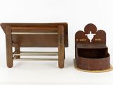 a small wooden chair and a small wooden table